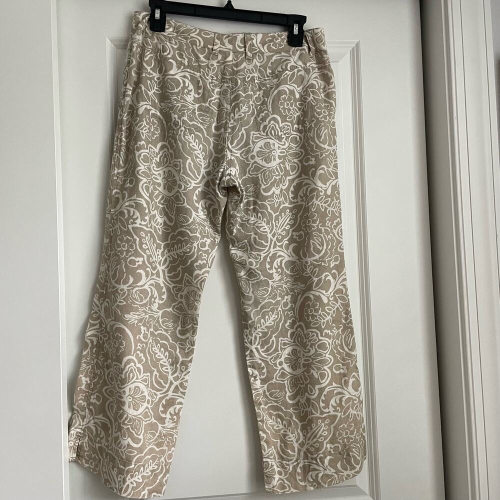 Sigrid Olsen Poet 100% Linen Wide Leg Cropped Pants Sz 4 Beachy Summer Vacation‎ - Picture 3 of 12